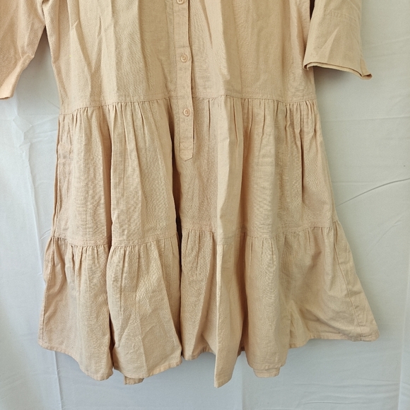 APIECE APART Maurino Drop Waist Linen Blend Mini Dress In Blush Pink Size XS - Picture 6 of 11